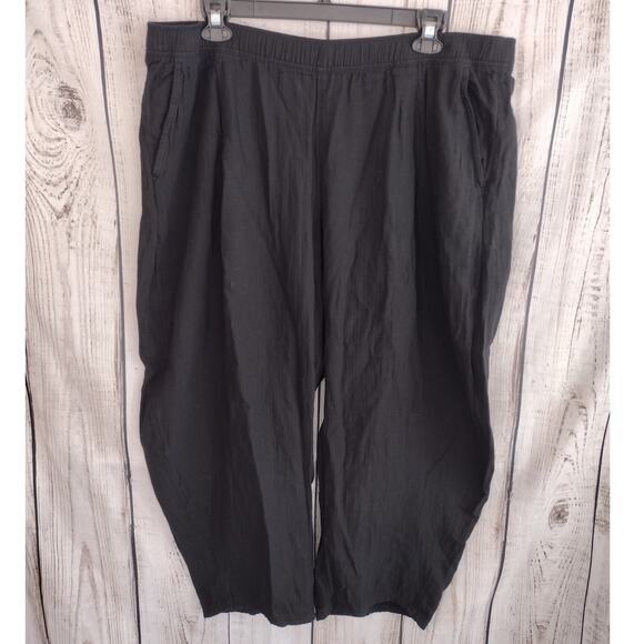 Gap NEW Black Cotton Gauze Easy Pull-On Barrel Pants Pockets Womens XXL Plus - Picture 2 of 7